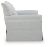 Searcy White/Navy Swivel Glider Accent Chair by Ashley at Eve Furniture