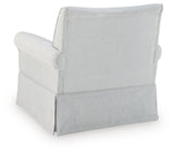 Searcy White/Navy Swivel Glider Accent Chair by Ashley at Eve Furniture