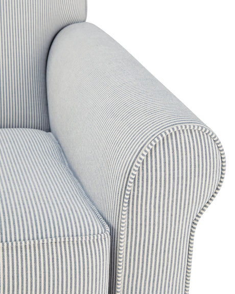 Searcy White/Navy Swivel Glider Accent Chair by Ashley at Eve Furniture
