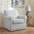 Searcy White/Navy Swivel Glider Accent Chair by Ashley at Eve Furniture