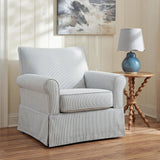 Searcy White/Navy Swivel Glider Accent Chair by Ashley at Eve Furniture