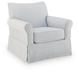 Searcy White/Navy Swivel Glider Accent Chair