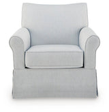Searcy White/Navy Swivel Glider Accent Chair