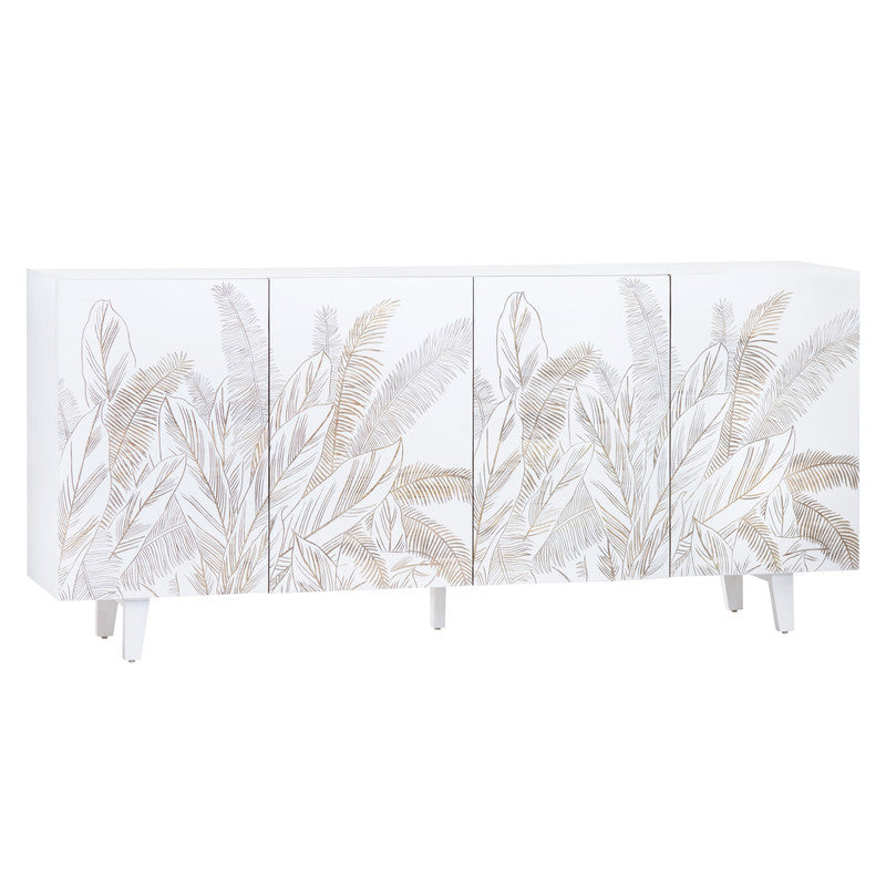 Seaside White/Brown Four-Door Sideboard by Crestview at Eve Furniture