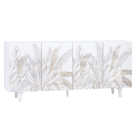 Seaside White/Brown Four-Door Sideboard by Crestview at Eve Furniture
