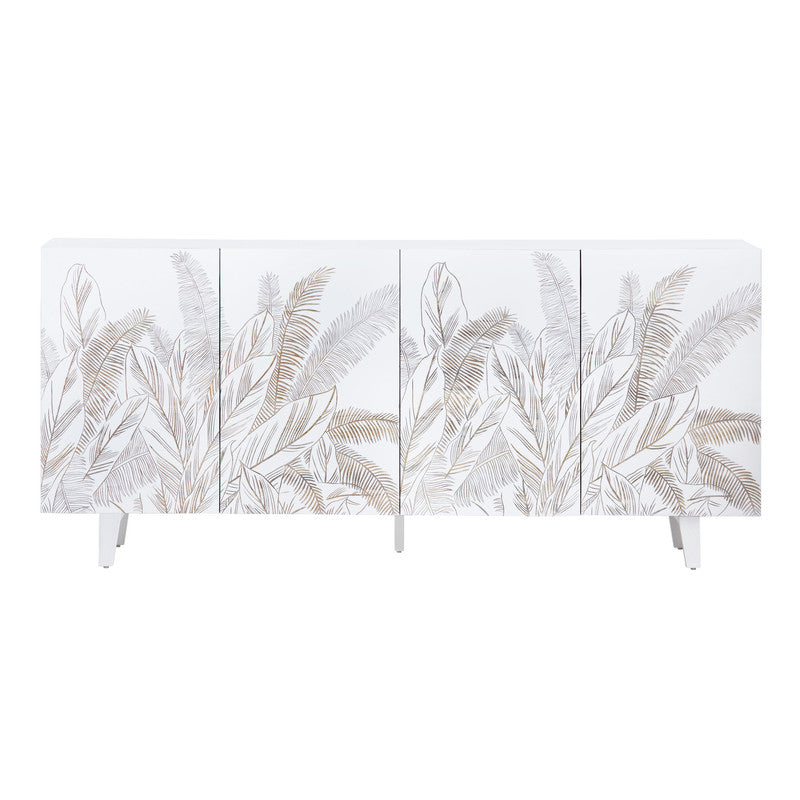Seaside White/Brown Four-Door Sideboard by Crestview at Eve Furniture