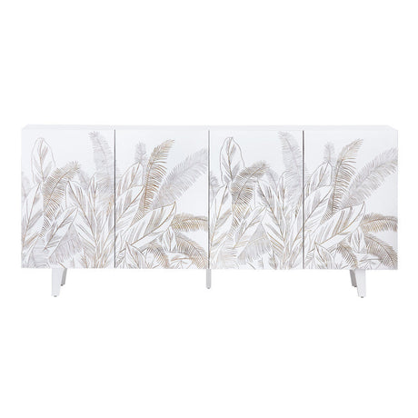 Seaside White/Brown Four-Door Sideboard by Crestview at Eve Furniture