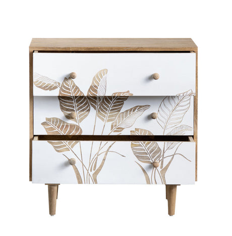 Seaside White/Brown Three-Drawer Chest by Crestview at Eve Furniture