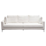 Seattle Loose Back Sofa in White Linen with Polished Silver Metal Leg by Diamond Sofa at Eve Furniture