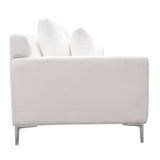 Seattle Loose Back Sofa in White Linen with Polished Silver Metal Leg by Diamond Sofa at Eve Furniture