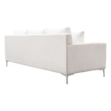Seattle Loose Back Sofa in White Linen with Polished Silver Metal Leg by Diamond Sofa at Eve Furniture