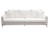 Seattle Loose Back Sofa in White Linen with Polished Silver Metal Leg by Diamond Sofa at Eve Furniture