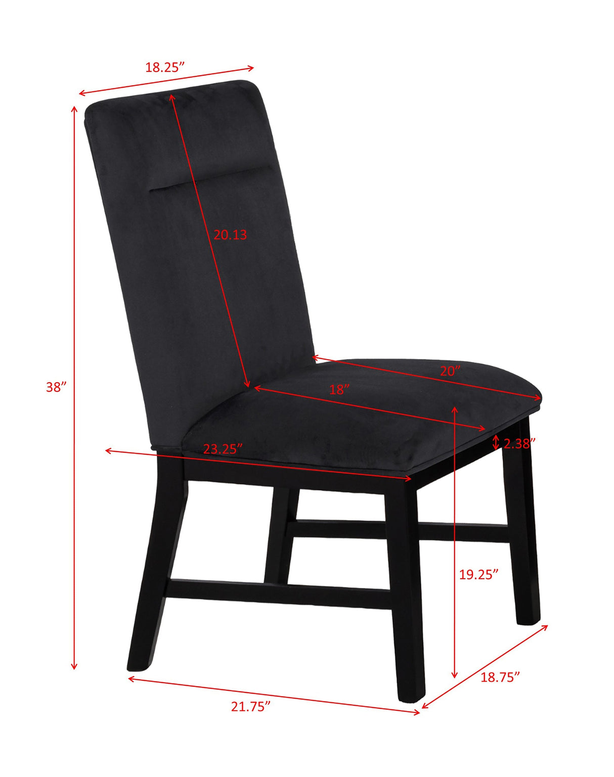 Sebastian Black Side Chair (Set of 2) by Crown Mark at Eve Furniture