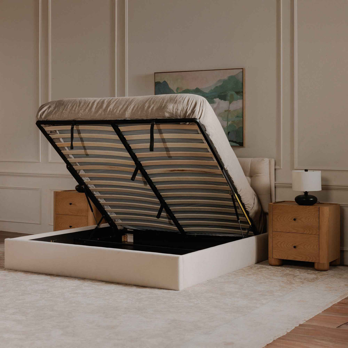 Sebastion Cream Queen Storage Bed by Moe's Home at Eve Furniture
