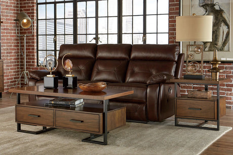 Sedley Walnut/Rustic Black End Table by Homelegance at Eve Furniture