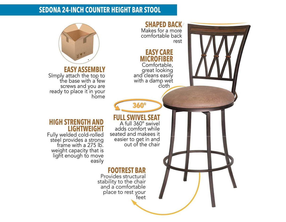 Sedona 30″ Bar Stool, Swivel by Steve Silver at Eve Furniture