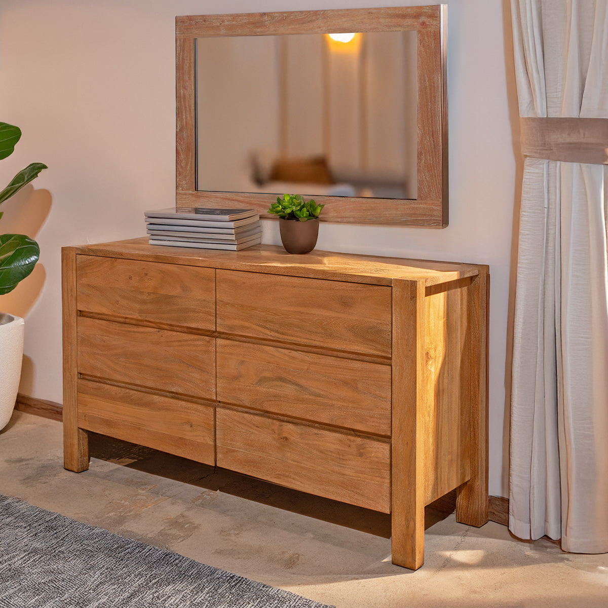 Sedona 42" Mirror in Brushed Acacia by Home Trends & Design at Eve Furniture