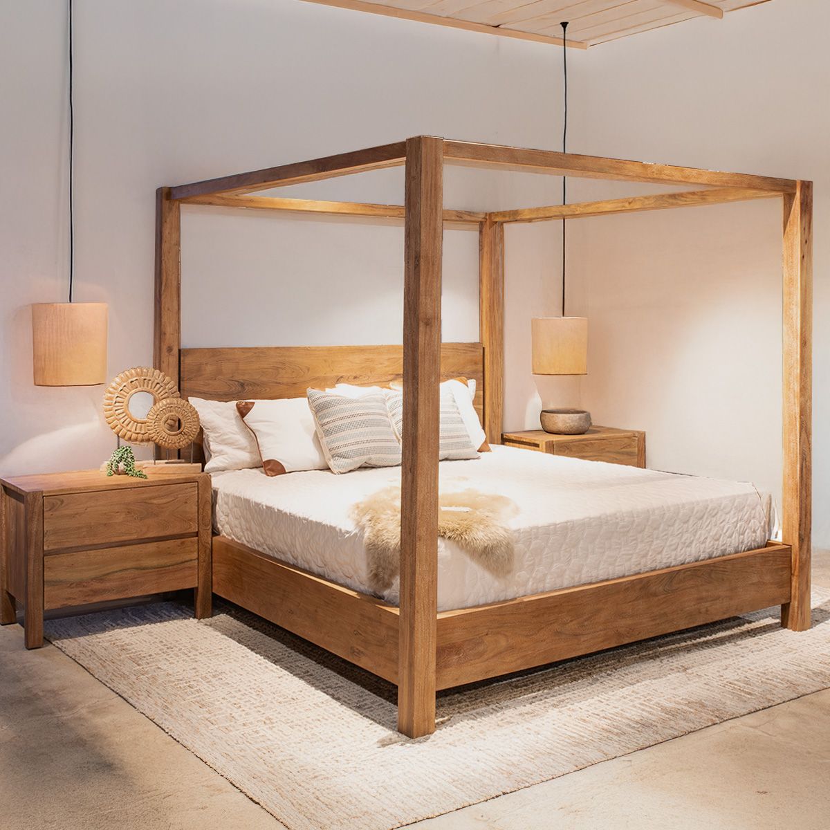 Sedona Canopy King Bed in Brushed Acacia by Home Trends & Design at Eve Furniture