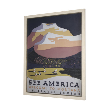 See America by Vintage Collection a Hand Embellished Textured Framed Art Print by Mercana at Eve Furniture