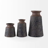 Sefina II Medium Brown/Black Patterned Ceramic Vase by Mercana at Eve Furniture