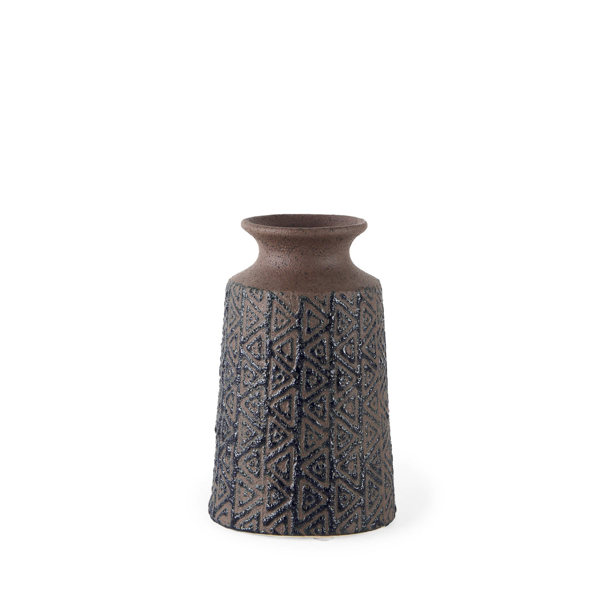 Sefina II Medium Brown/Black Patterned Ceramic Vase by Mercana at Eve Furniture