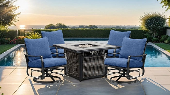 Segovia Navy/Black Swivel Glider Arm Chair by Furniture of America at Eve Furniture