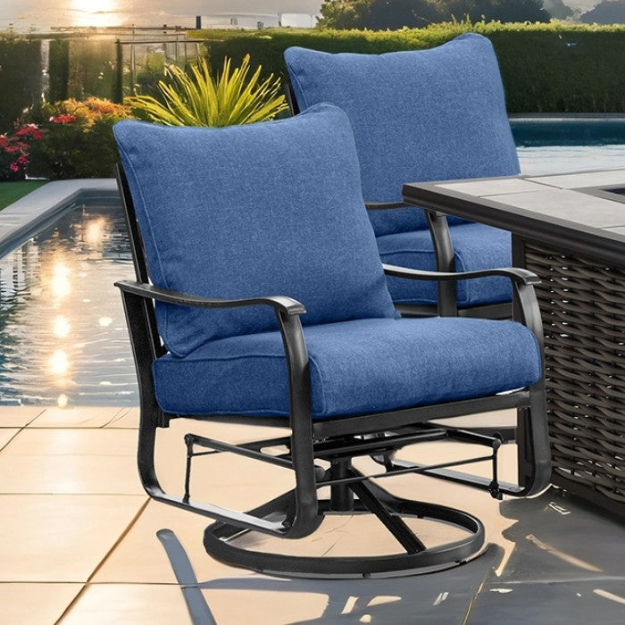 Segovia Navy/Black Swivel Glider Arm Chair by Furniture of America at Eve Furniture