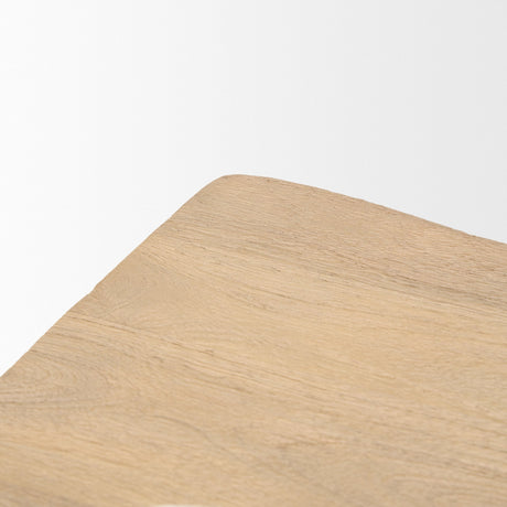 Sekou Light Brown Short Wooden Craftsman Stool by Mercana at Eve Furniture