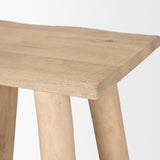 Sekou Light Brown Short Wooden Craftsman Stool by Mercana at Eve Furniture