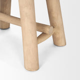 Sekou Light Brown Short Wooden Craftsman Stool by Mercana at Eve Furniture