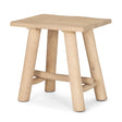 Sekou Light Brown Short Wooden Craftsman Stool by Mercana at Eve Furniture