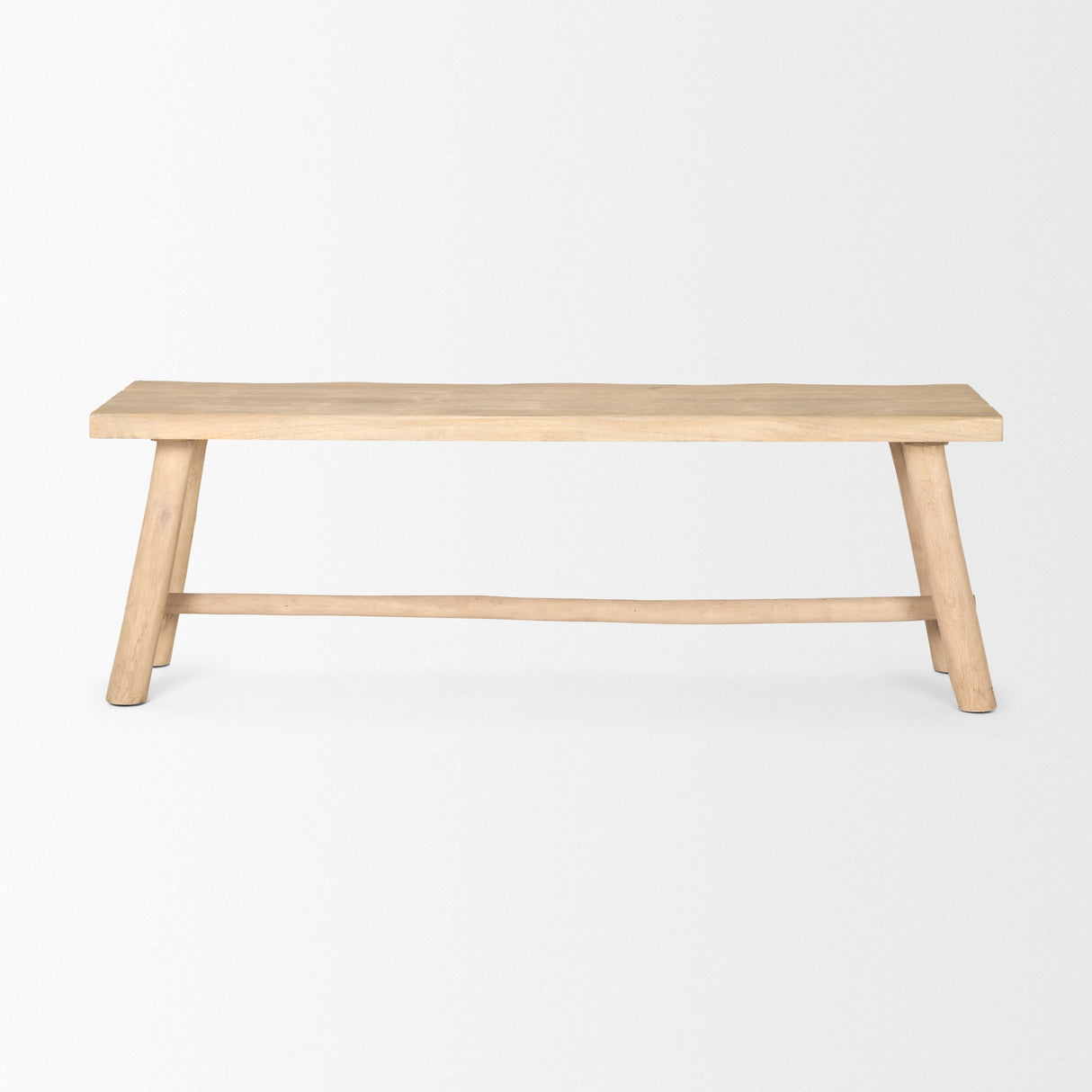 Sekou Light Brown Wooden Craftsman Bench by Mercana at Eve Furniture