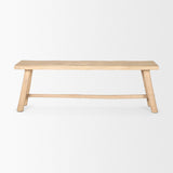 Sekou Light Brown Wooden Craftsman Bench by Mercana at Eve Furniture