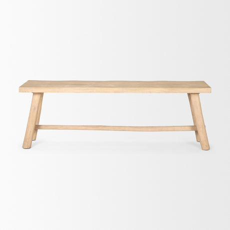 Sekou Light Brown Wooden Craftsman Bench by Mercana at Eve Furniture