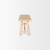 Sekou Light Brown Wooden Craftsman Bench by Mercana at Eve Furniture