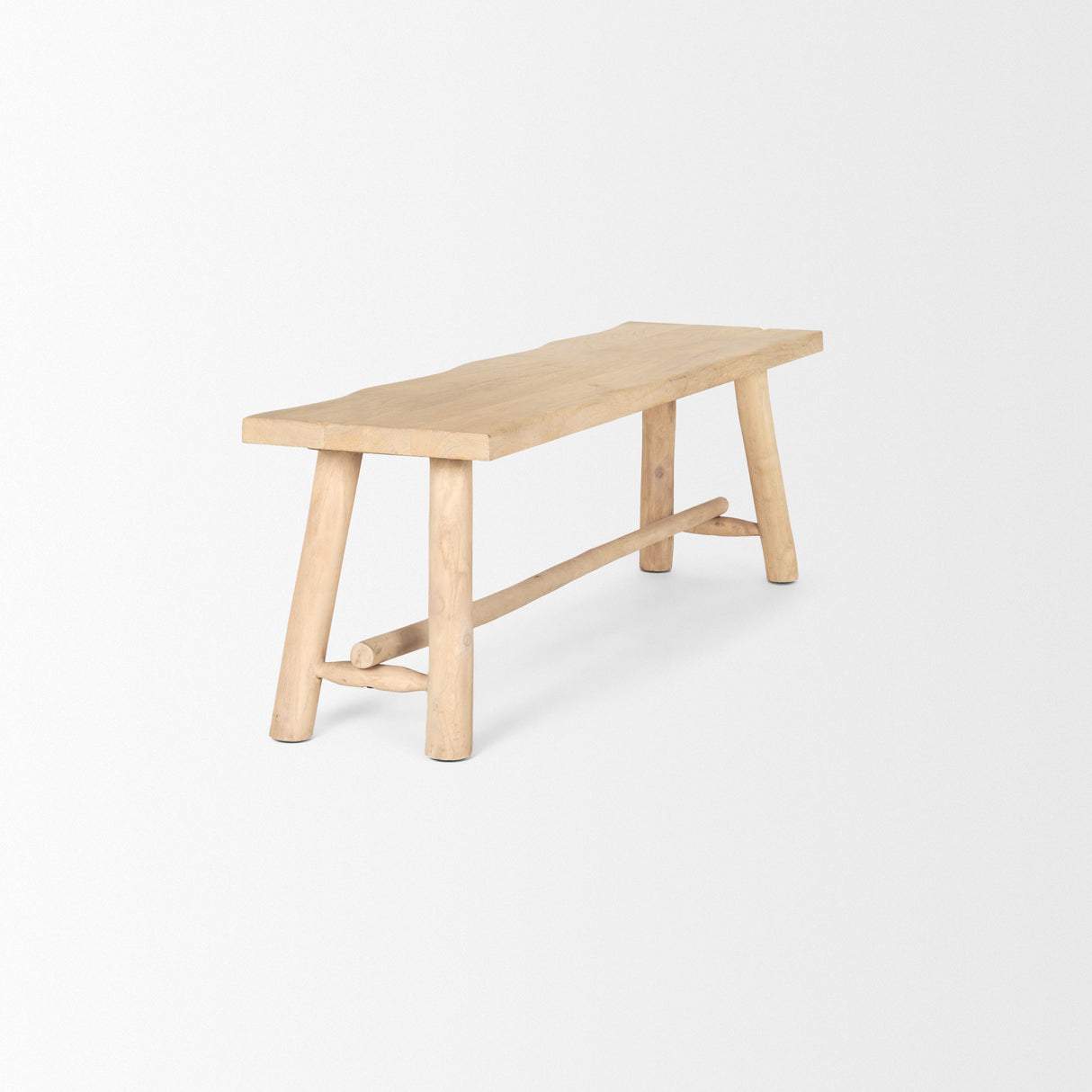 Sekou Light Brown Wooden Craftsman Bench by Mercana at Eve Furniture