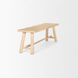 Sekou Light Brown Wooden Craftsman Bench by Mercana at Eve Furniture