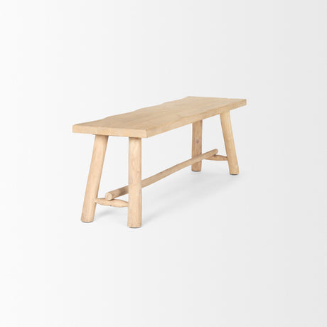 Sekou Light Brown Wooden Craftsman Bench by Mercana at Eve Furniture