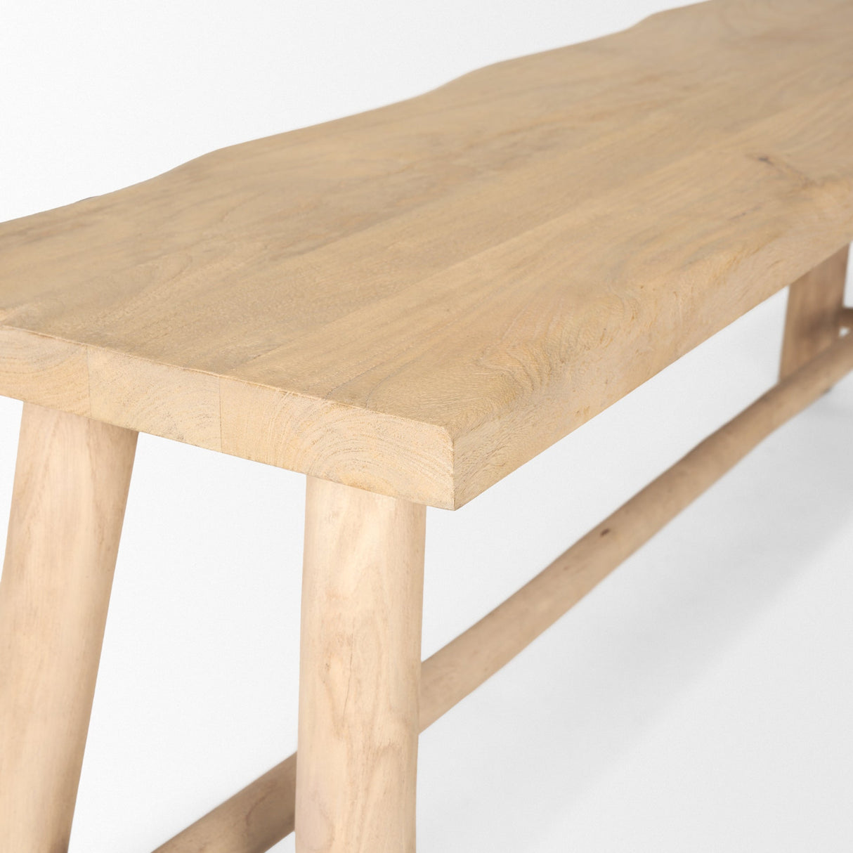 Sekou Light Brown Wooden Craftsman Bench by Mercana at Eve Furniture