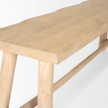 Sekou Light Brown Wooden Craftsman Bench by Mercana at Eve Furniture