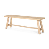 Sekou Light Brown Wooden Craftsman Bench by Mercana at Eve Furniture