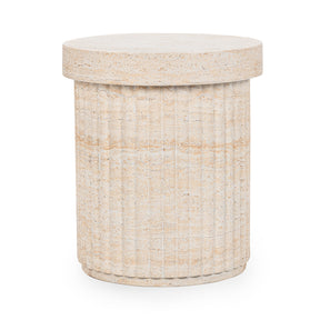 Selah Capri Limestone 16" Round Outdoor Accent Table by Classic Home at Eve Furniture