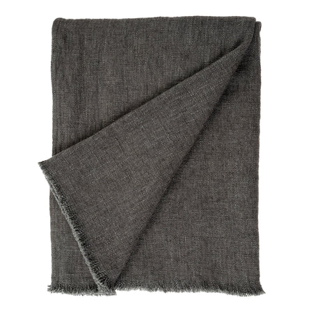 Selena Linen End of Bed Blanket, Dark Grey, Set of 2 by Mercana at Eve Furniture