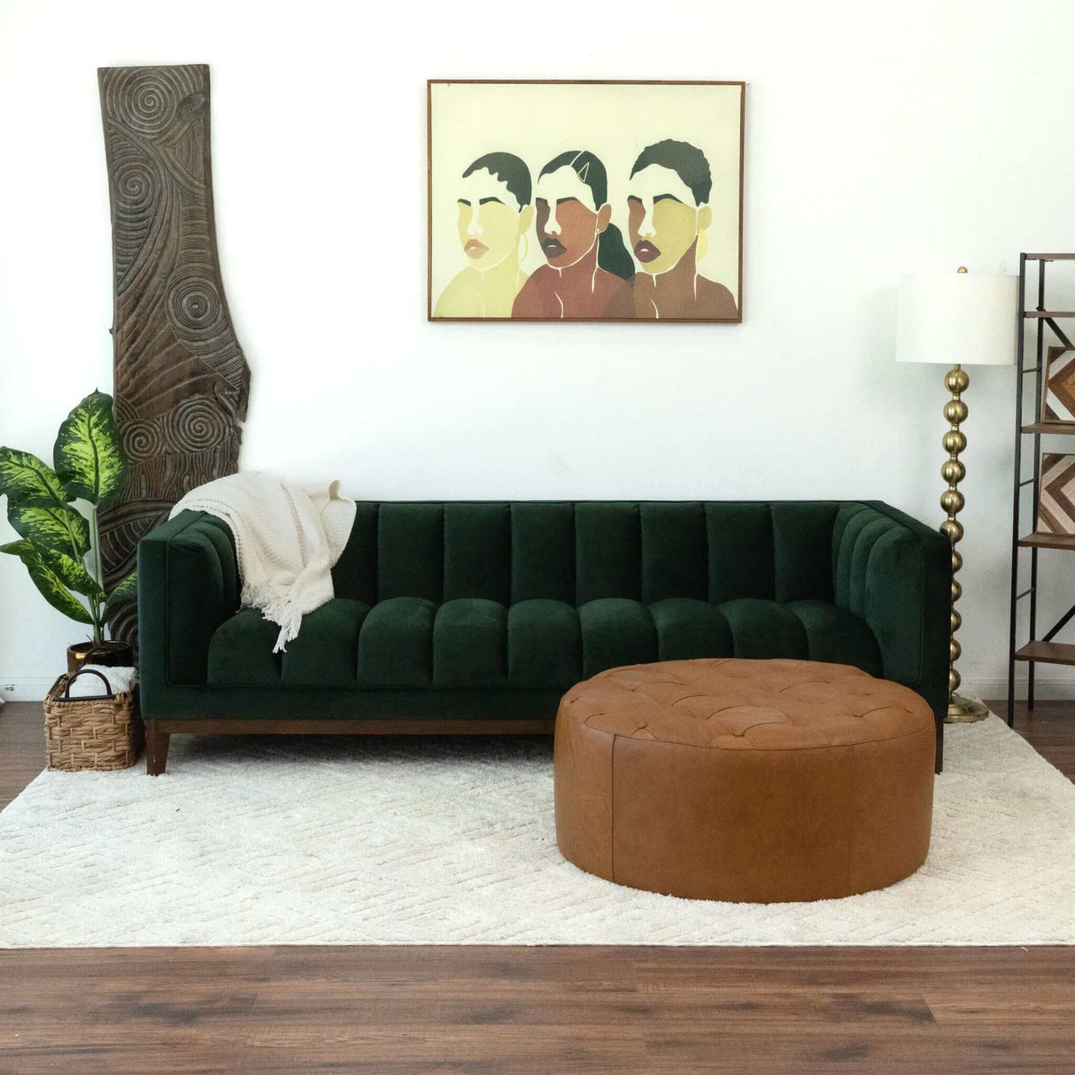 Seletar Tan Leather Ottoman by Ashcroft Furniture at Eve Furniture