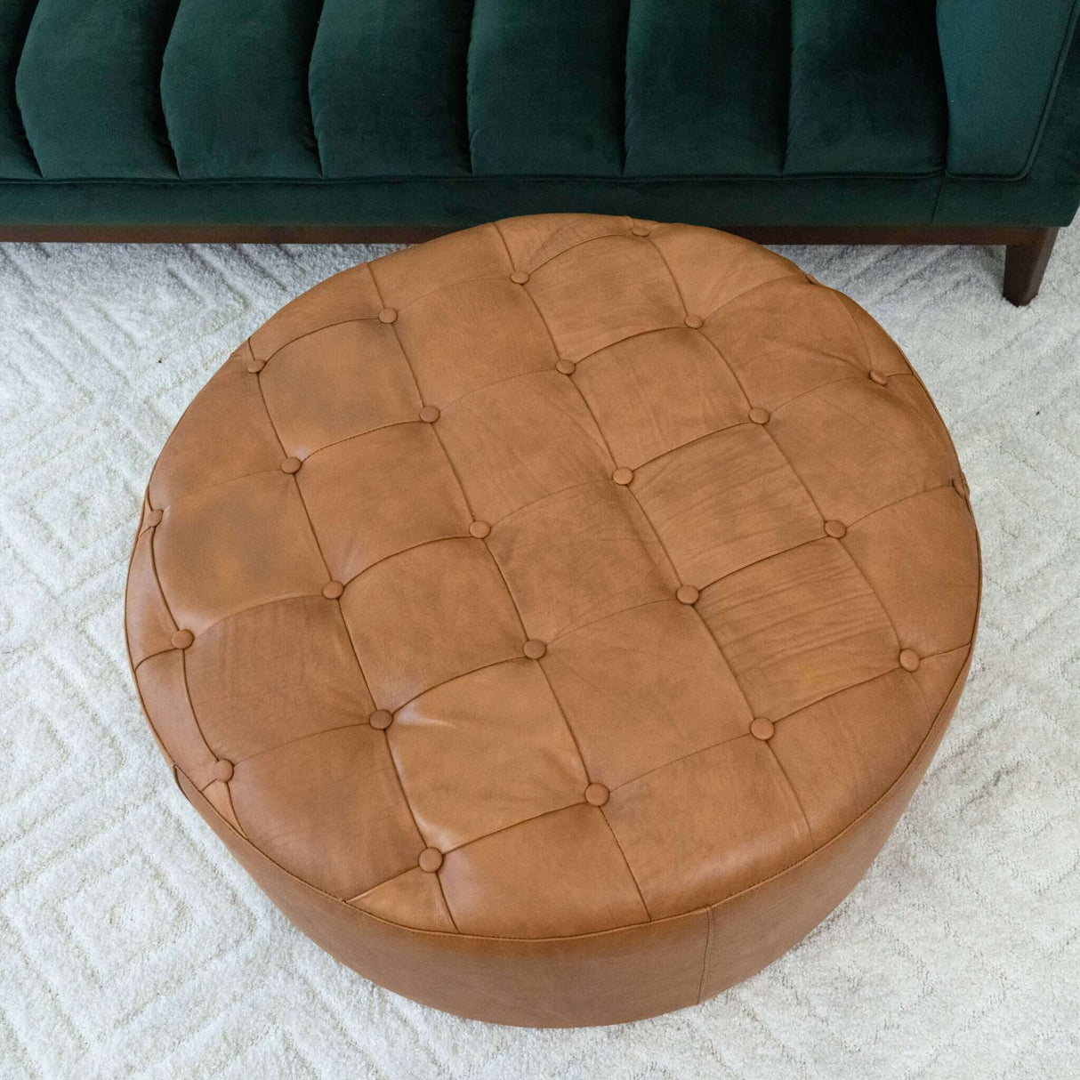 Seletar Tan Leather Ottoman by Ashcroft Furniture at Eve Furniture