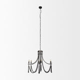 Selma Black Wood Bead and Metal Chandelier by Mercana at Eve Furniture