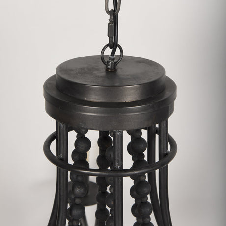 Selma Black Wood Bead and Metal Chandelier by Mercana at Eve Furniture