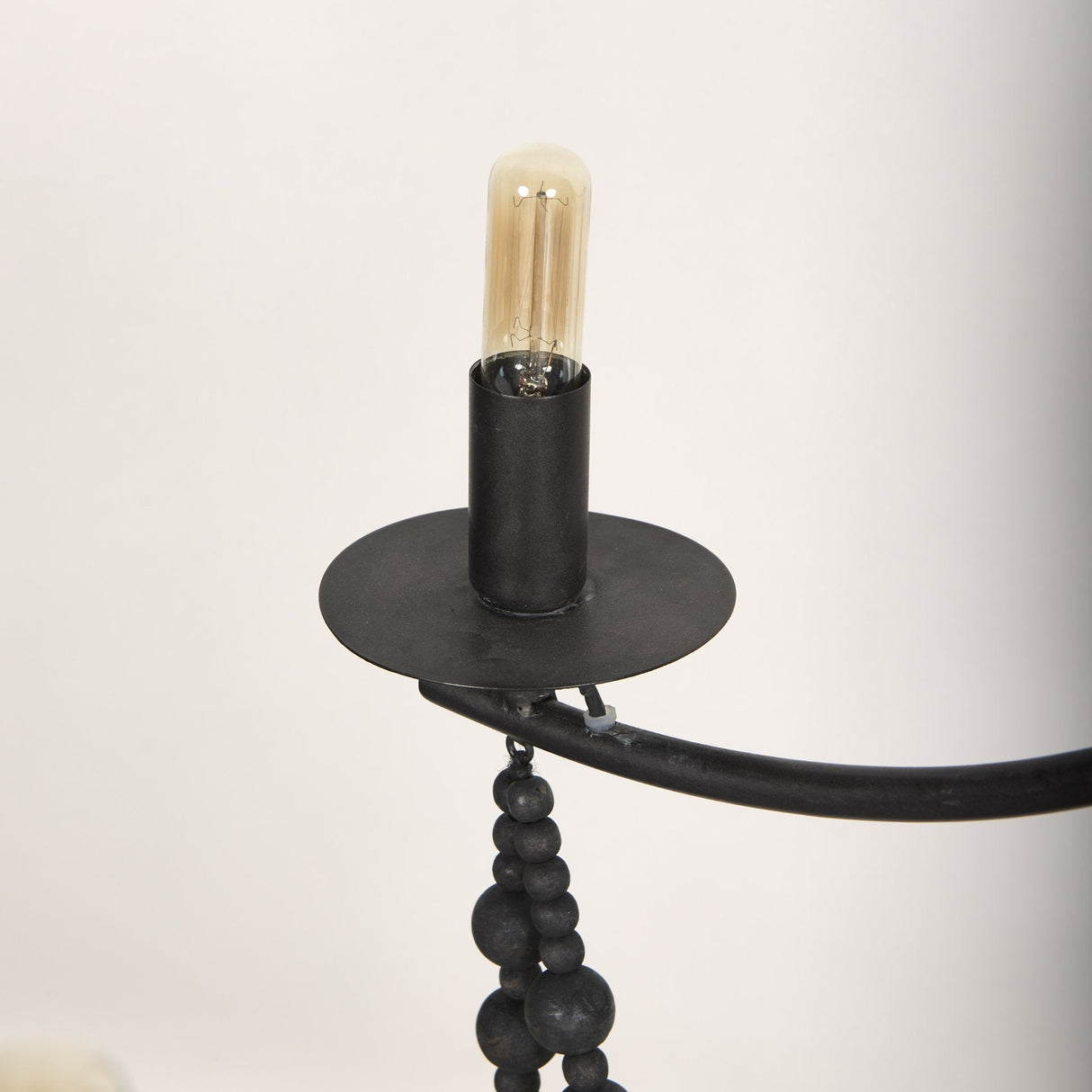 Selma Black Wood Bead and Metal Chandelier by Mercana at Eve Furniture