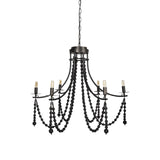 Selma Black Wood Bead and Metal Chandelier by Mercana at Eve Furniture