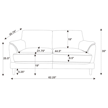 Selma Rust 2-Piece Velvet Upholstered Crescent Arm Living Room Set by Coaster at Eve Furniture